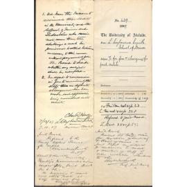 L Laybourne Smith [South Australian School of Mines and Industries] - North Terrace, Adelaide - account for fees and charging for paid cadets