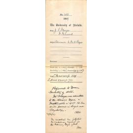 J [John] S Moyes - North Norwood - Admission to MA Degree