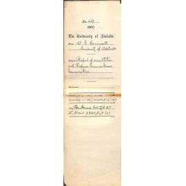 Walter Emerson Cornwall [Registrar - The University of Melbourne] - Melbourne - Report of consultation with Professor Ennis re Music Examinations
