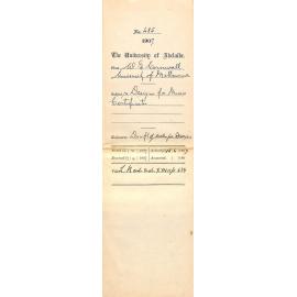 Walter Emerson Cornwall - Registrar - The University of Melbourne - Design for Music Certificates   Enclosure: Draft of rules for Design