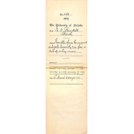 E A Randell - Secretary - The University of Adelaide (West Australia Centre) - Palace Chambers, St George Terrace - Perth - Mr Foxworthy; exemption from Commercial subjects and re fees and re date of entry for Music Examinations