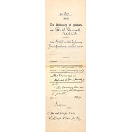 R W Bennett - Adelaide - Credit in Arts for passing Jurisprudence in Law course