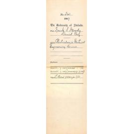 Frank S Moody - Denial Bay - Particulars re Electrical Engineering Course