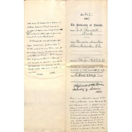 E A Randell - Secretary - The University of Adelaide (West Australia Centre) Palace Chambers, St George's Terrace - Perth - admission ad eundem statum; Hardwicke; B Sc  Enclosures: Letter from Perth Technical School