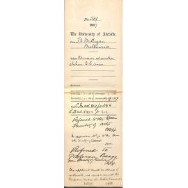 Thomas J Milligan - Melbourne - Admission ad eundem statum B Sc course