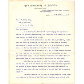 E A Randall - Perth - Opinion re Music - examinations in Western Australia