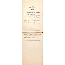 Reverend William P F Morris - Geelong Victoria - Admission of Medical Student ad eundem statum