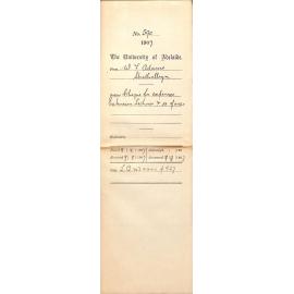 W F Adams - Strathalbyn - Cheque for expenses - Extension Lectures and re fares