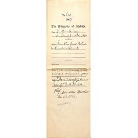 L Younkman - Midland Junction Western Australia - Exemption from lectures Mathematics and Chemistry