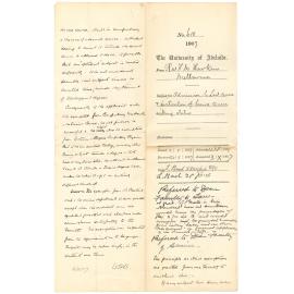 Reverend Herbert M Hawkins - Melbourne - Admission to Law course and particulars of Science course asking status