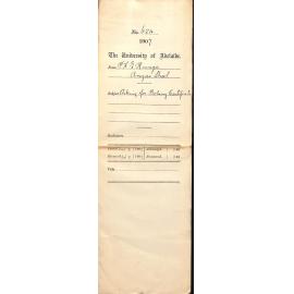 Percival H E Runge - Angas Street - Asking for Botany Certificate