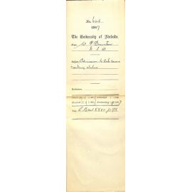 William P Brunton - New South Wales - Admission to Arts course and asking status