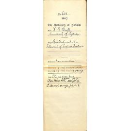 H E Barff - University of Sydney - Establishment of a Fellowship of Tropical Medicine