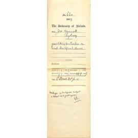 John W Yarnall - Sydney - Asking particulars re Final Certificate course