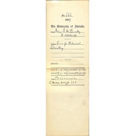 Miss E Milne Bundey - North Adelaide - £1-1-0 for Botanical Laboratory