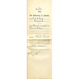 Dr Alex R Caw - Naracoorte - Cheque for £11-1-6 and report on Extension Lectures