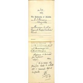 Harold S Parsons - Wayville - Permission to act as Organist Prospect Methodist Church