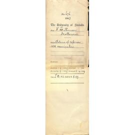 H A Thomson - Melbourne - Balance of expenses Western Australia examinations
