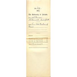 W H Thomson Walter Emerson Cornwall - University of Melbourne - Time table Practice of Music