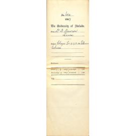 Dr D Dawson - Laura - Cheque £11-9-7 Extension lectures