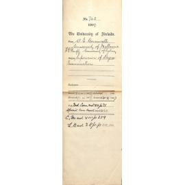 Walter Emerson Cornwall University of Melbourne - H E Barff University of Sydney - Supervision of Degree Examinations