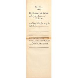 Mrs W Cathcart - Parkside - Request that Fees may be paid later