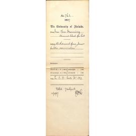 Miss Vera Manning - Advanced School for Girls - Withdrawal from Junior Public Examination