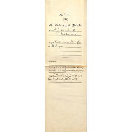 Dr Julian Smith - Melbourne - Particulars re Thesis for MSc Degree