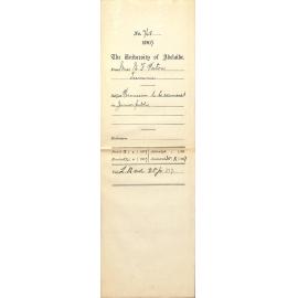 Miss Eleanor F Paton - Tasmania - Permission to be Examined in Junior Public