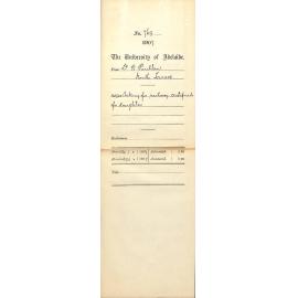 Dr Benjamin Poulton - North Terrace - Asking for Railway Certificate for daughter
