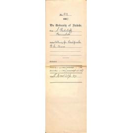 S Radcliff - Bairnsdale - Asking for Certificates B Sc Course