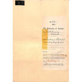 George John Ronert Murray - Adelaide - Founding a Scholarship and Forwarding Cheque for £1,000 Tinline Scholarship in History