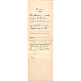 J C P Strachan - Adelaide - Withdrawal from Higher Examination