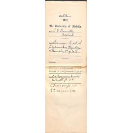 Thomas H Donnelly - Adelaide - Permission to sit at Supplementary Physiology and Chemistry 2nd Year MB