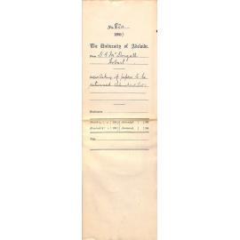 D G McDougall - Hobart - Asking if papers to be returned International Law