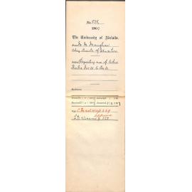 M M Maughan - Acting Director of Education - Requesting use of Lecture Theatre November 25 to December 20