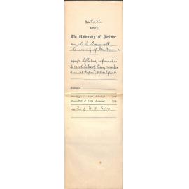 Walter Emerson Cornwall - University of Melbourne - Syllabus and information to Candidates of Theory marks and Annual Report and Certificates