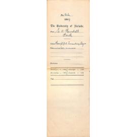 E A Randell - Perth - Receipt £2-2/- Forwarding Degree Examination Answers