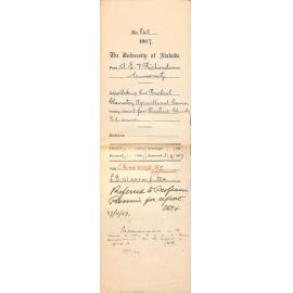 Arnold Edwin Victor Richardson - University - Asking that practical Chemistry Agricultural course may count for Practical Chemistry BA Course