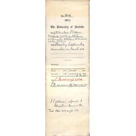 JR Muirhead SS Addison EC Black JJ OGrady K McEwin WD Rosengarten CF Pitcher LG Muirhead AO Boer EB Jones - Requesting Supplementary Examination in March 1908