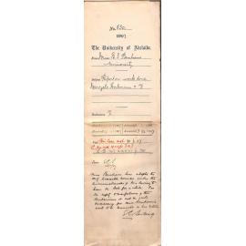 Miss Ellen I Benham - University - Report on work done Menzels Herbarium and Account