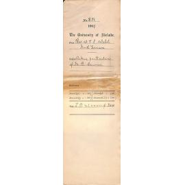 Reverend W F S Webb - North Terrace - Asking particulars of MB Course