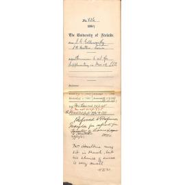 Spencer Gordon Goldsworthy Yorketown - Samuel Richard Heseltine - Adelaide - Permission to sit for Supplementary in March 1908 LLB