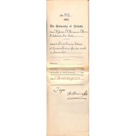Thomas Henry Jones - Immanuel Gotthold Reimann - Frederick Bevan - Bryceson Treharne - Miss Guli Hack - Discontinuing lessons at Conservatorium for one week in November