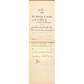 Alwyn Garfield Roberts - 34 South Terrace - Asking for Certificates Economics and Commercial Law