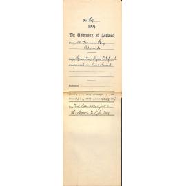 Walter Vernon Ray - Adelaide - Requesting Degree Certificates engrossed in text hand
