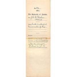 John Eric McGlashan - Adelaide - Unable to attend at Commemoration for Prize