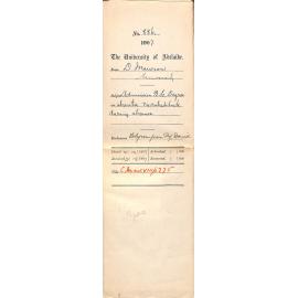 Douglas Mawson - Admission BSc Degree in absentia and substitute during absence