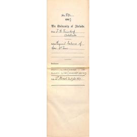 Frederick B Frinsdorf - Adelaide - Payment balance of fees 3rd Term