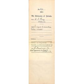 Clifford Samuel Bray - Adelaide - In regard to awarding Fisher Medal